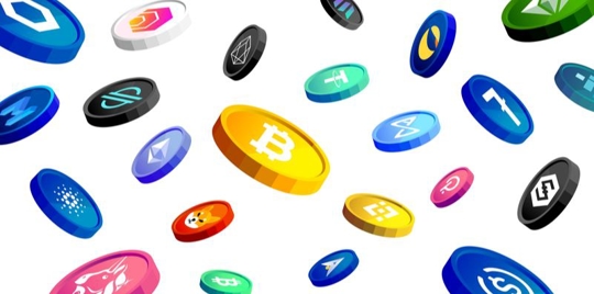 Graphic of different cryptocurrency icons